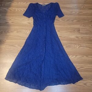 Vintage Blue Lace Button-Down Dress from All That Jazz